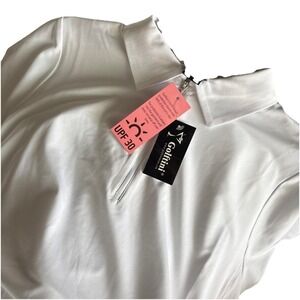 Golftini Polo Women's XL White Short Sleeve Fabulous Elbow Polo 1/4 Zip‎